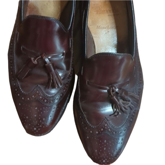 Allen Edmonds Manchester leather slip on tassel cordovan wing tip loafers Sz 9.5 - Picture 5 of 11